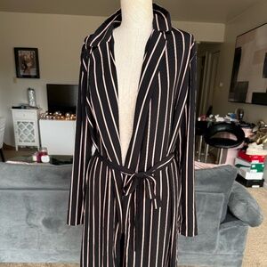 pink and black striped jacket